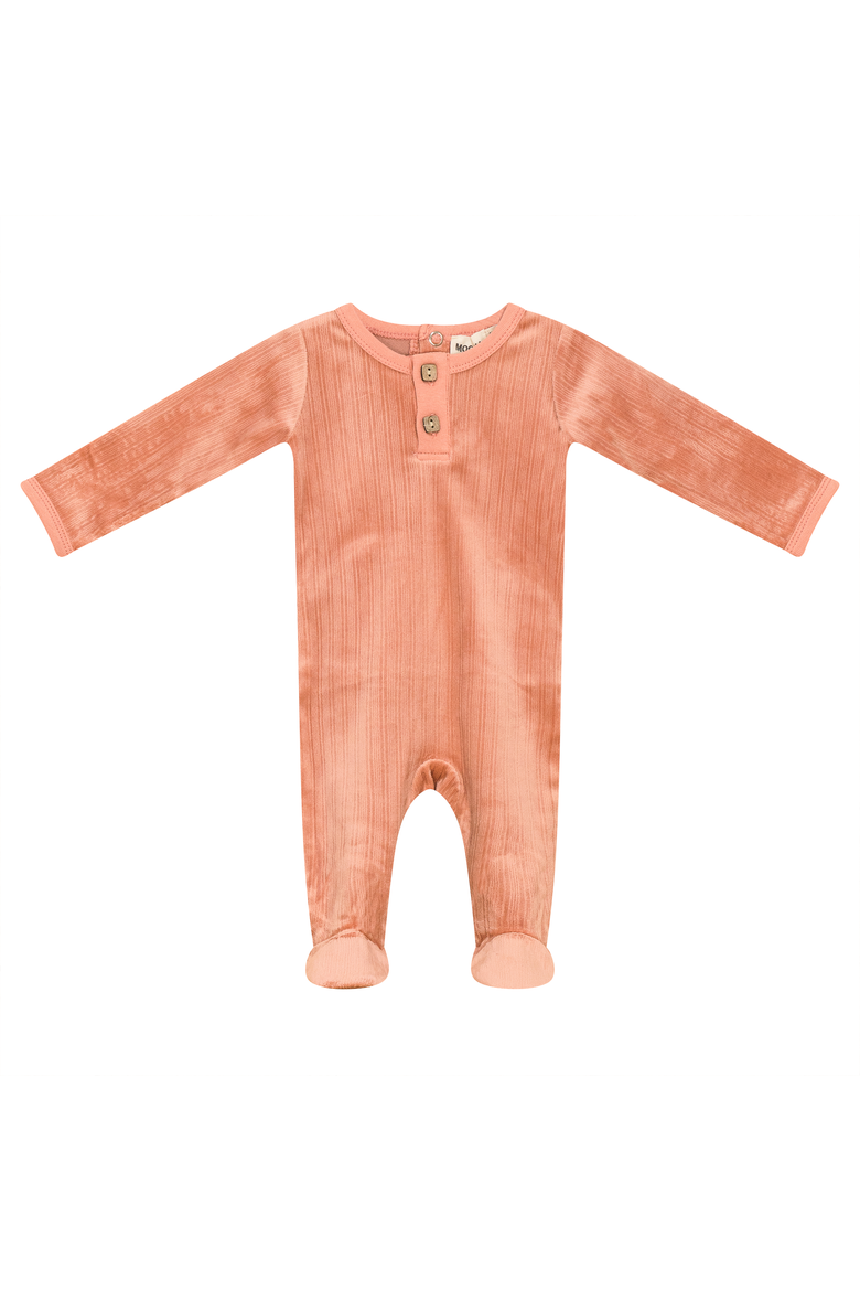 Back Snap Ribbed Velour Stretchie, Main, color, Papaya
