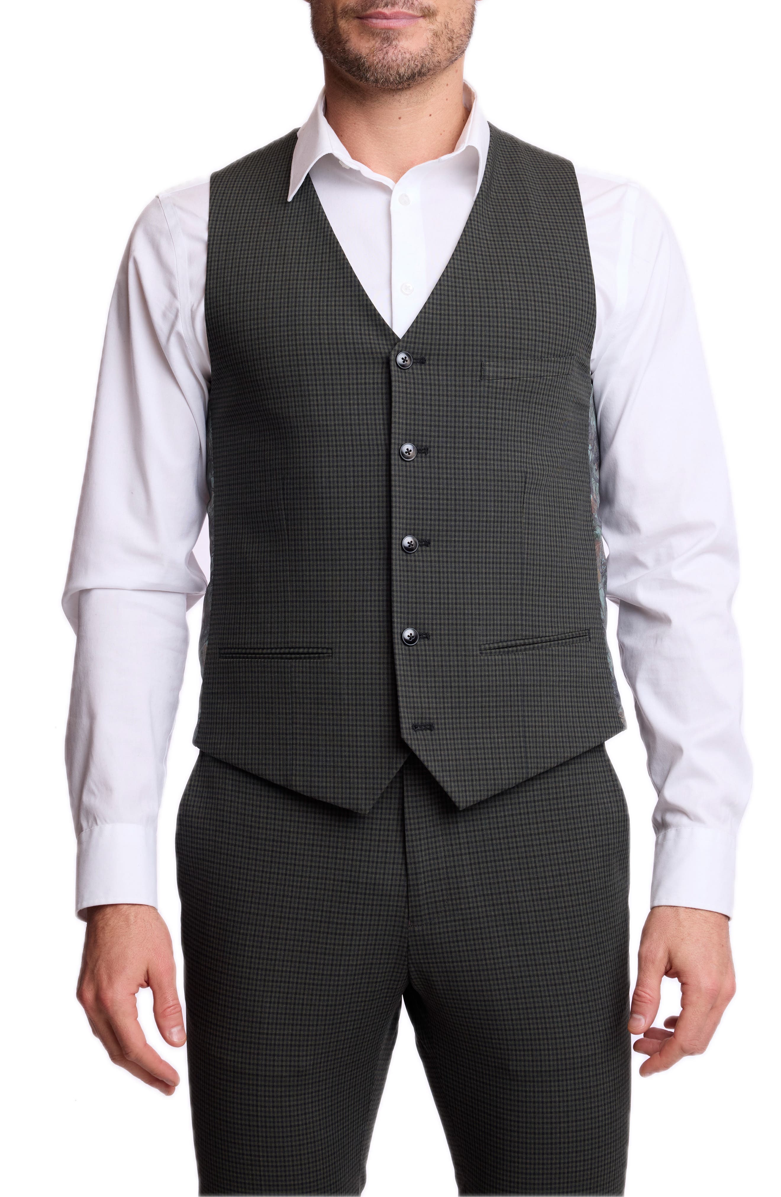Eaton Gingham Five Button Vest