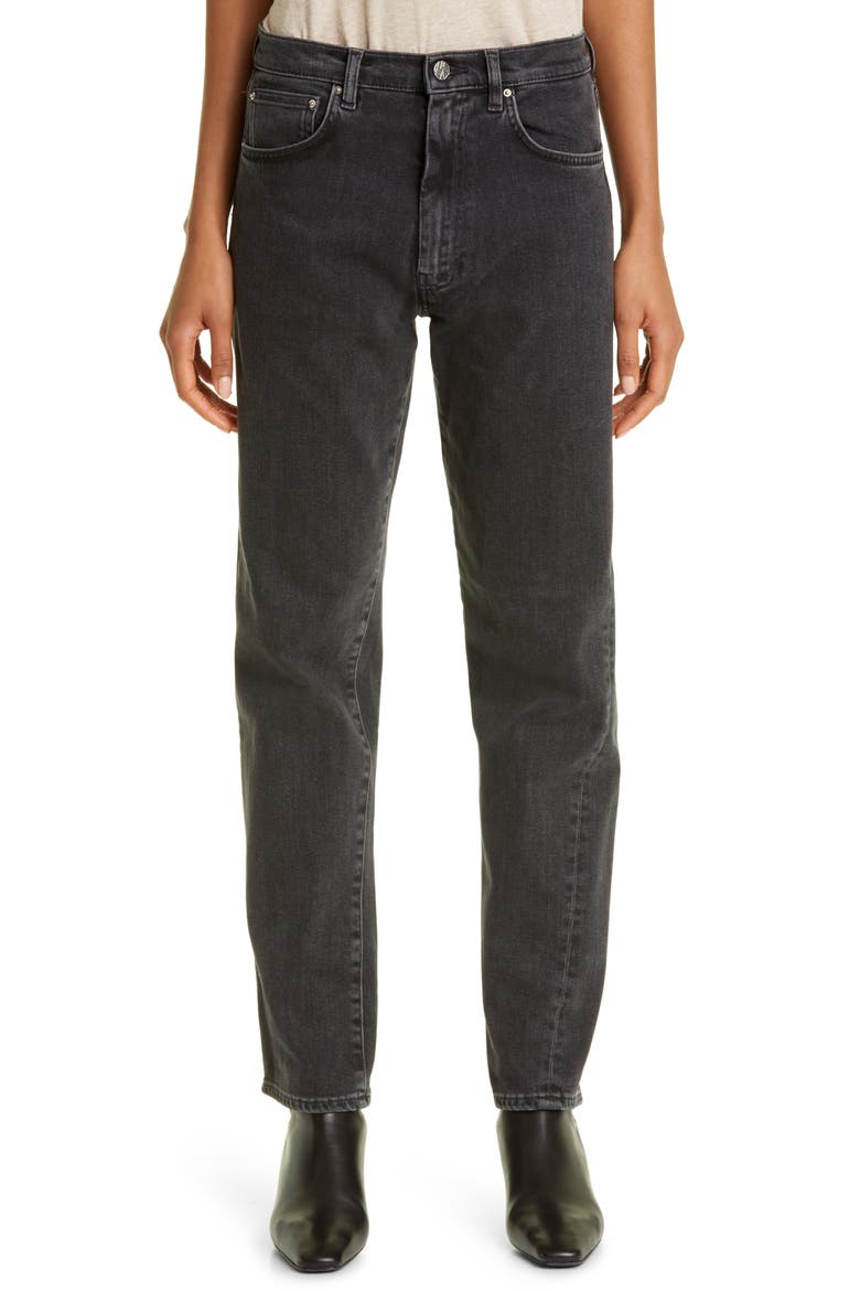 Twisted Seam High Waist Straight Leg Jeans, Main, color, GREY WASH