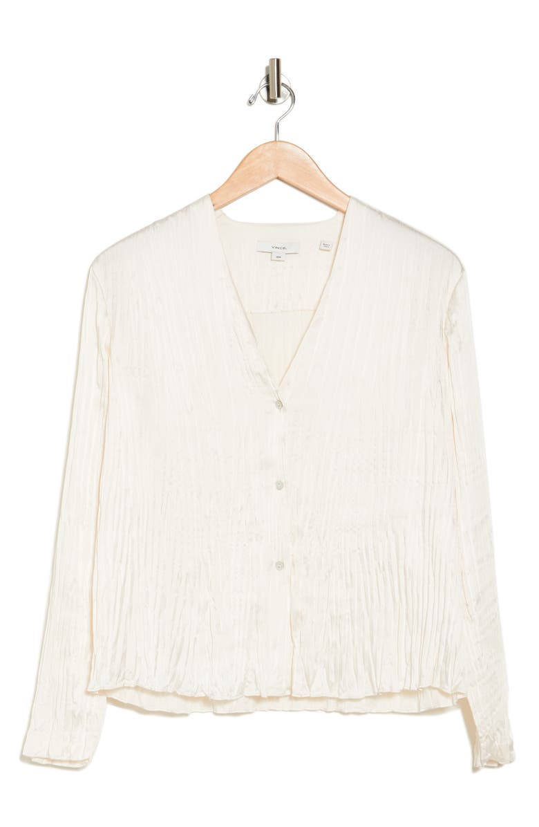 Vince Crushed Long Sleeve V-Neck Top, Alternate, color,