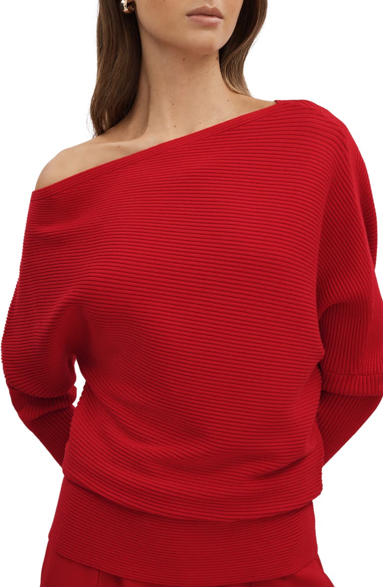 Reiss Lorna Ottoman Rib Off the Shoulder Top, Alternate, color,