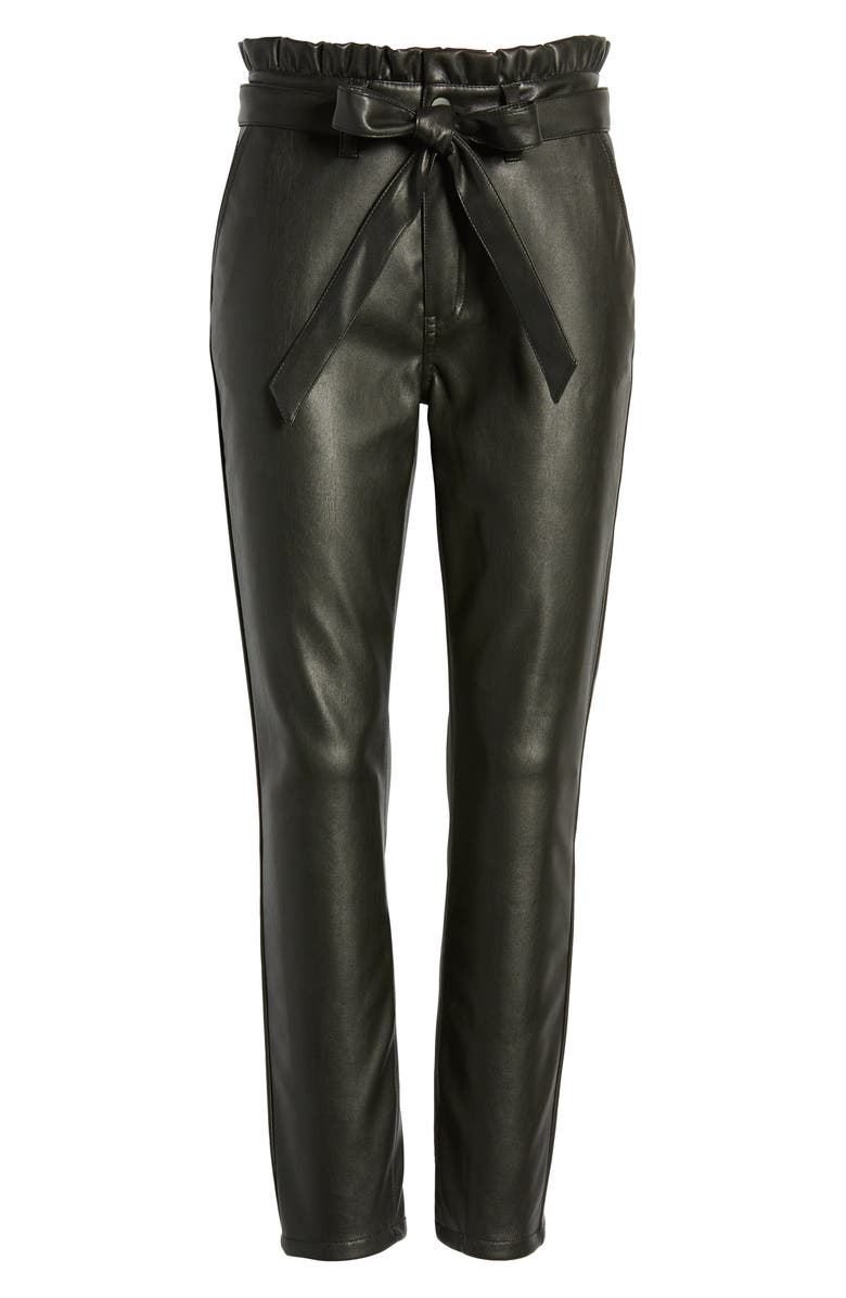 Prosperity Denim Paperbag Waist Faux Leather Ankle Pants, Alternate, color, 