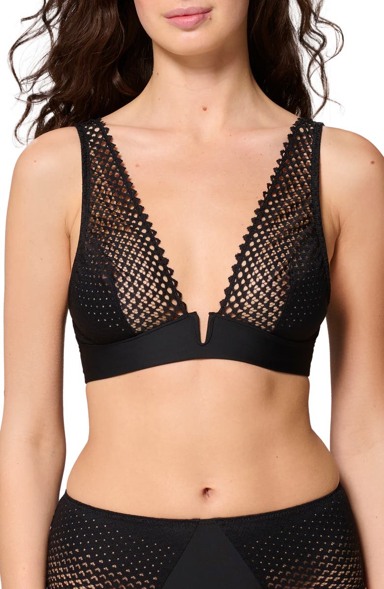 Simone Perele Cassandre Triangle Bralette, Alternate, color, Black