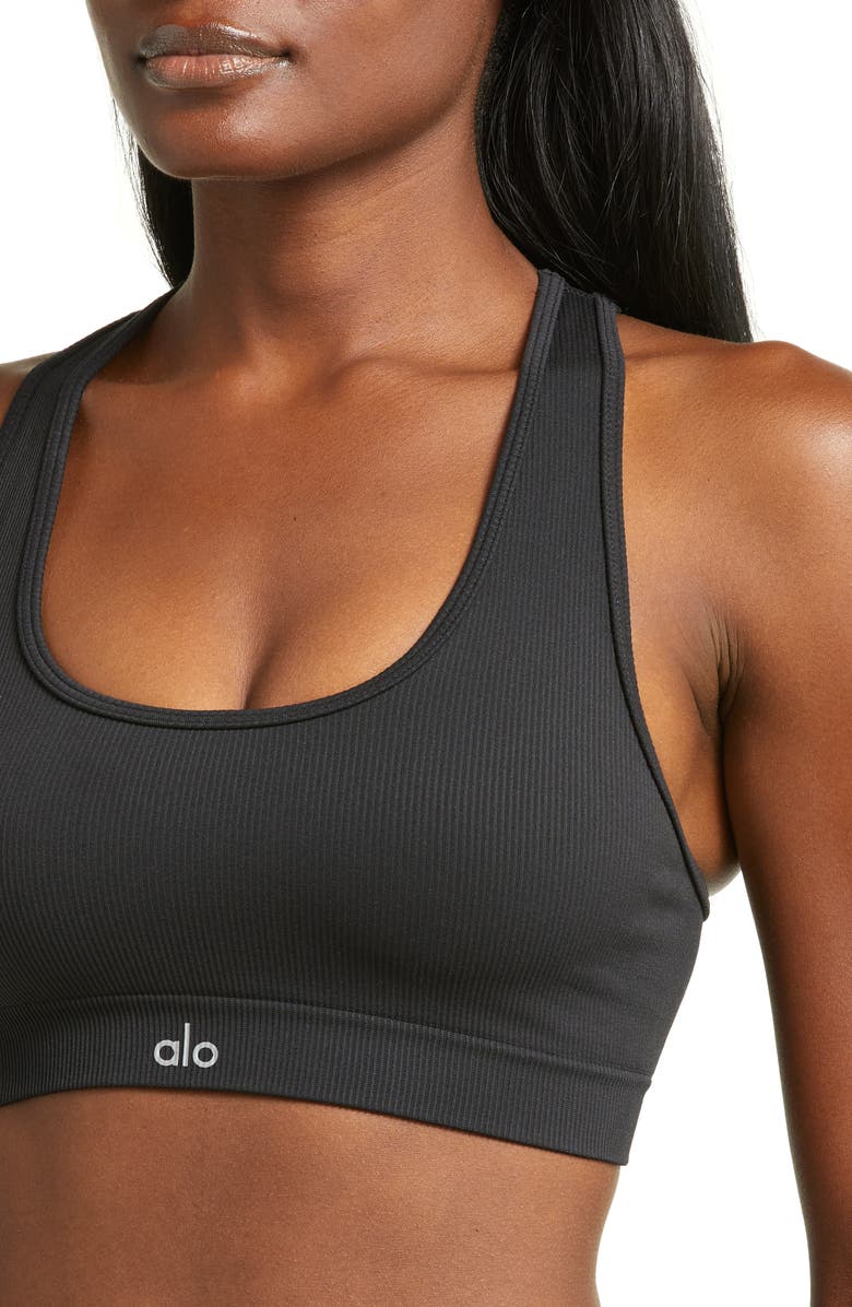 Alo Seamless Rib Sports Bra, Alternate, color,