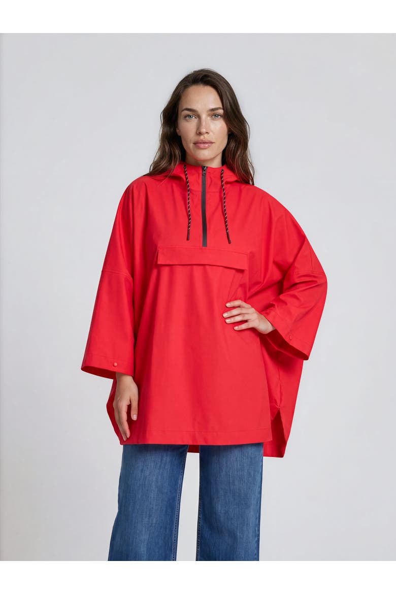 Zip-Front Hooded Poncho, Alternate, color, Poinsettia