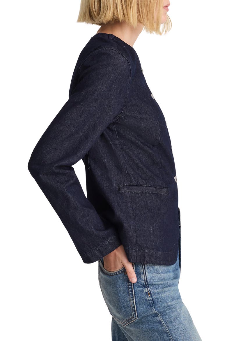Collarless Denim Cutaway Jacket, Alternate, color, RINSE WASH