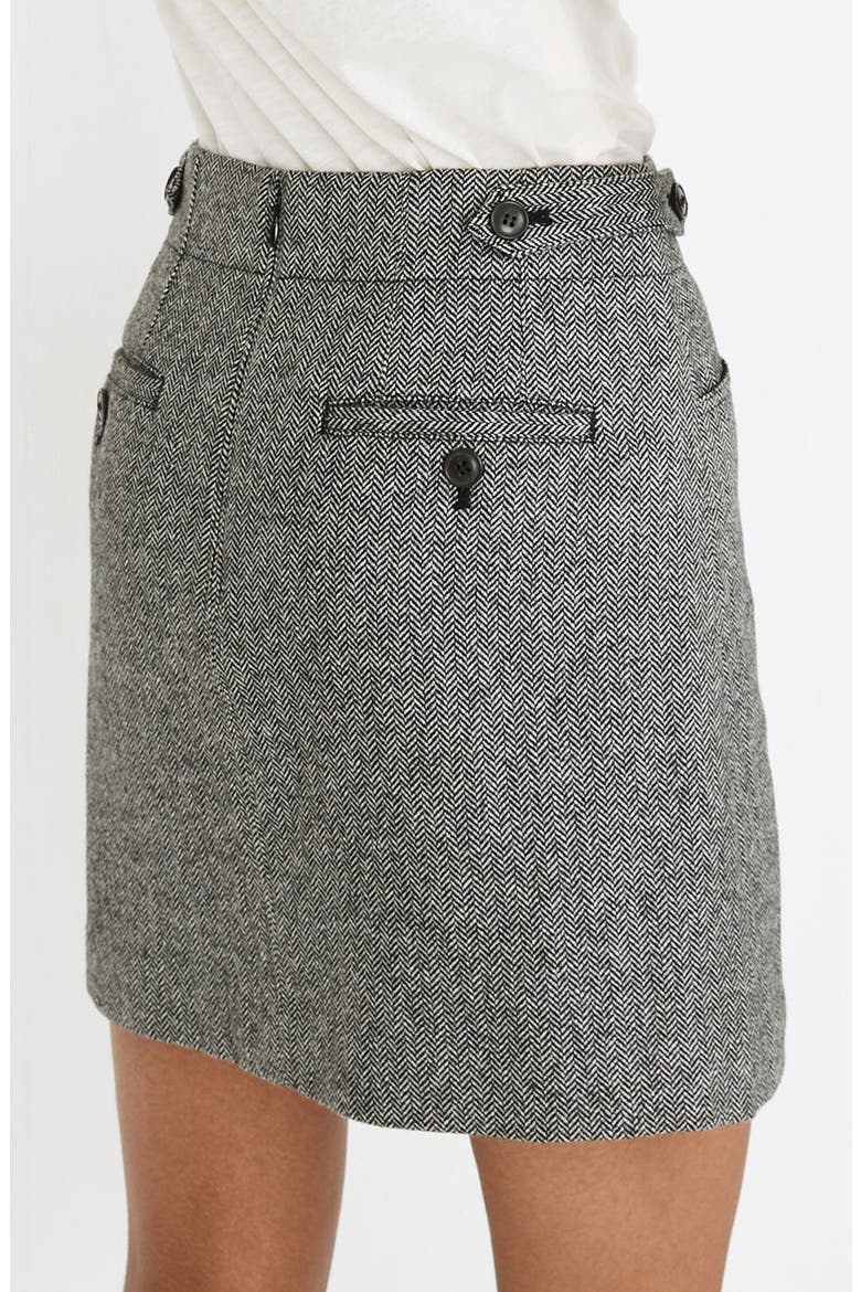 Herringbone Assembly A-Line Miniskirt, Alternate, color, NUBBY BLACK WHITE HERRINGBONE