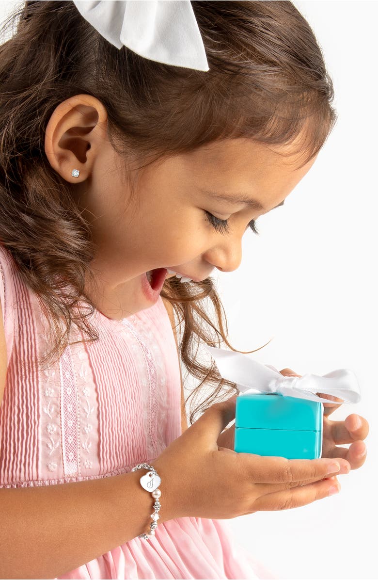 Tiny Blessings Sterling Silver Crystals & Pearls & Engraved Initial 5.25" Bracelet, Alternate, color, Silver - J