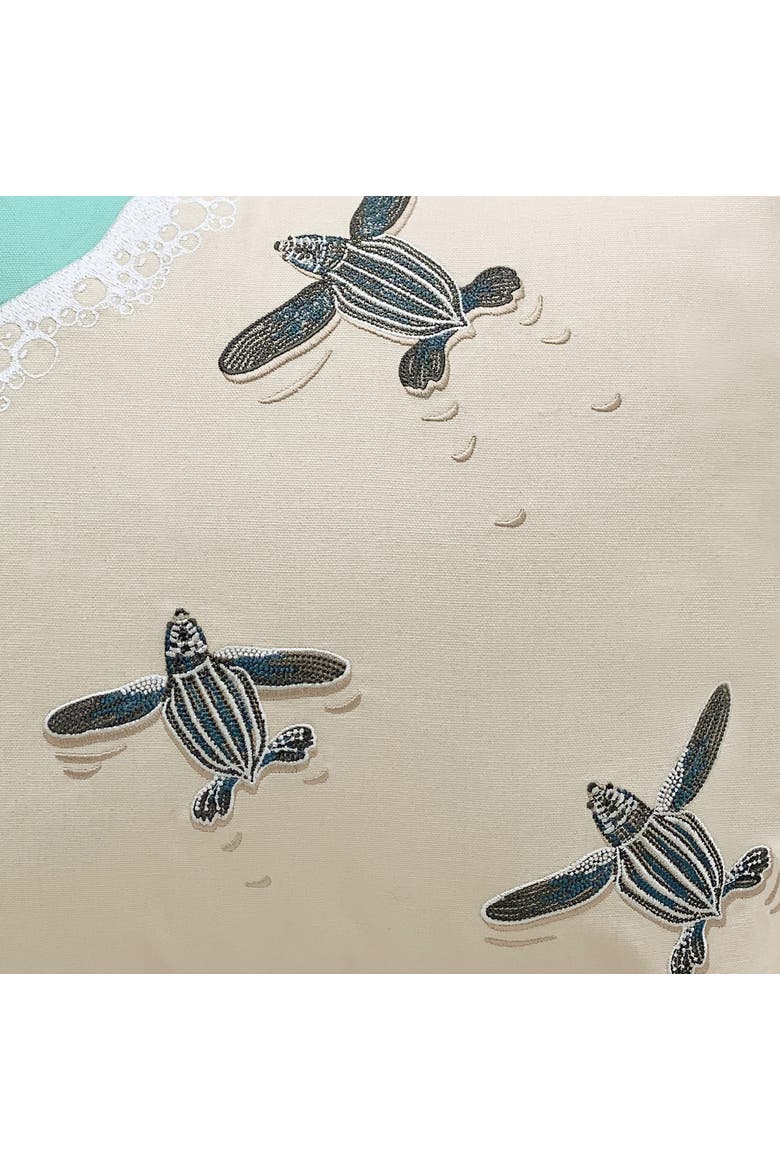Leatherback Scurry-Embroidered Indoor Cotton Accent Throw Pillow Decor, Alternate, color, Blue