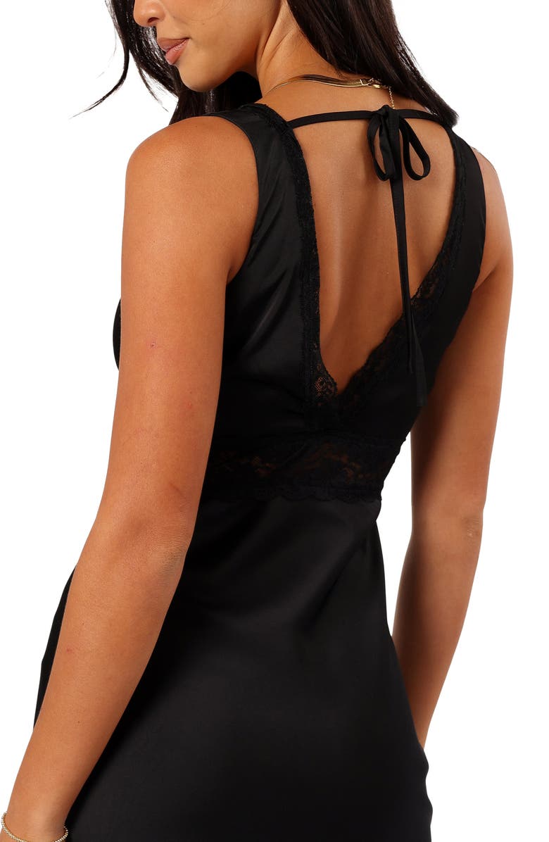 Petal & Pup Brennan Lace Trim Satin Maxi Dress, Alternate, color,