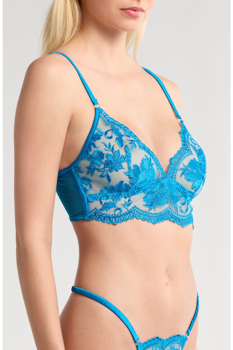 Embroidered Longline Bralette, Alternate, color, BLUE