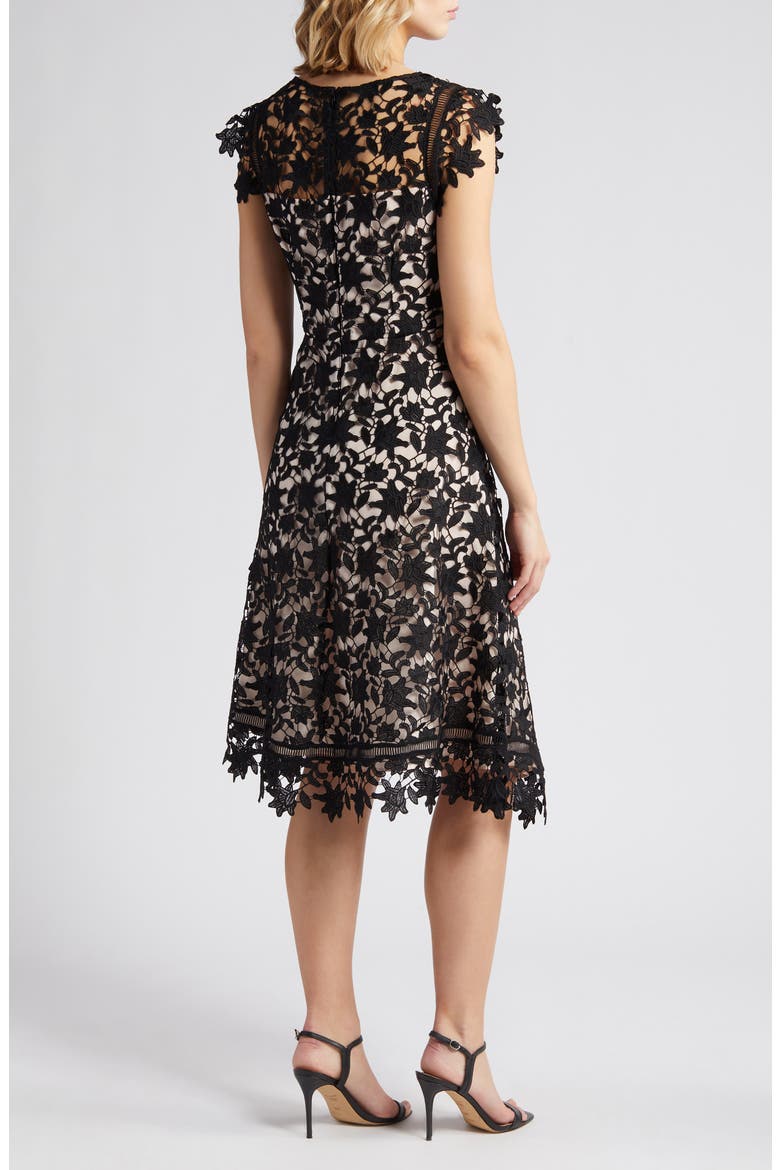 Lace Asymmetric Cocktail Dress, Alternate, color, BLK NATURA