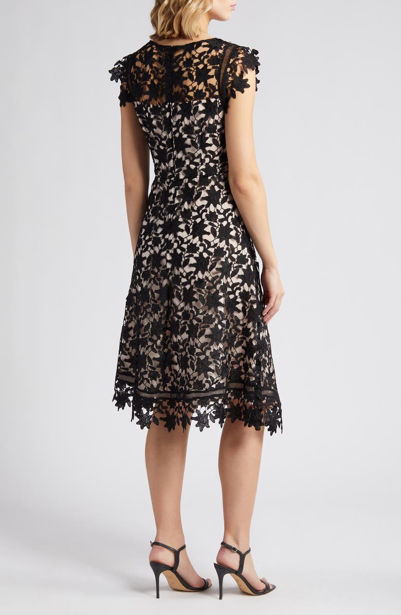 Eliza J Lace Asymmetric Cocktail Dress, Alternate, color, Blk Natura