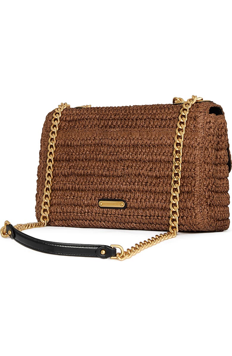 Rebecca Minkoff Medium Edie Crocheted Straw Crossbody Bag, Alternate, color, Tawny/ Black