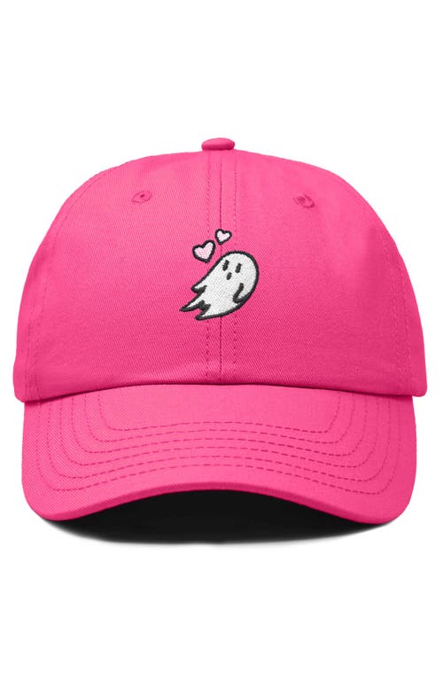Dalix Heartly Ghost Embroidered Cap In Hot Pink