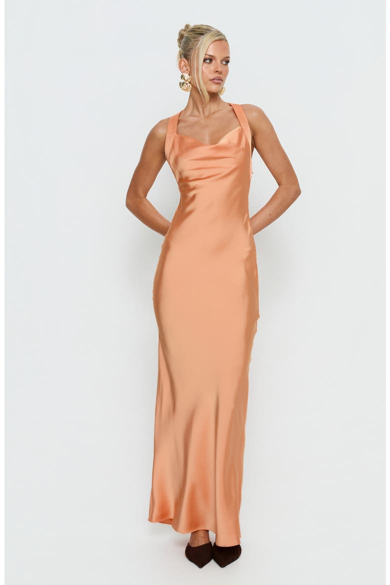 Isitt Cowl Crossover Back Maxi Dress, Alternate, color, ORANGE