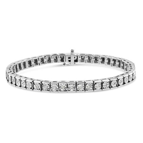 Silver Miracle Set Diamond Accent Classic Tennis Bracelet