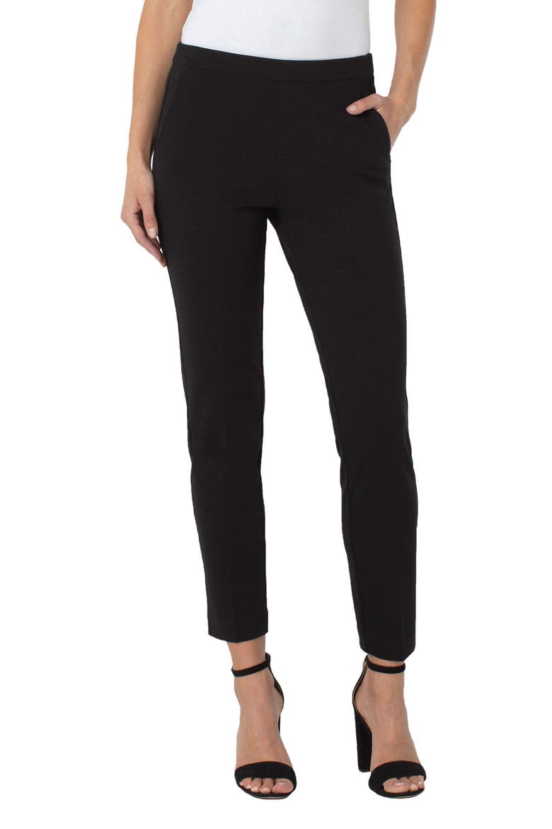 Kayla Pull-On Slim Ponte Pants, Main, color, BLACK