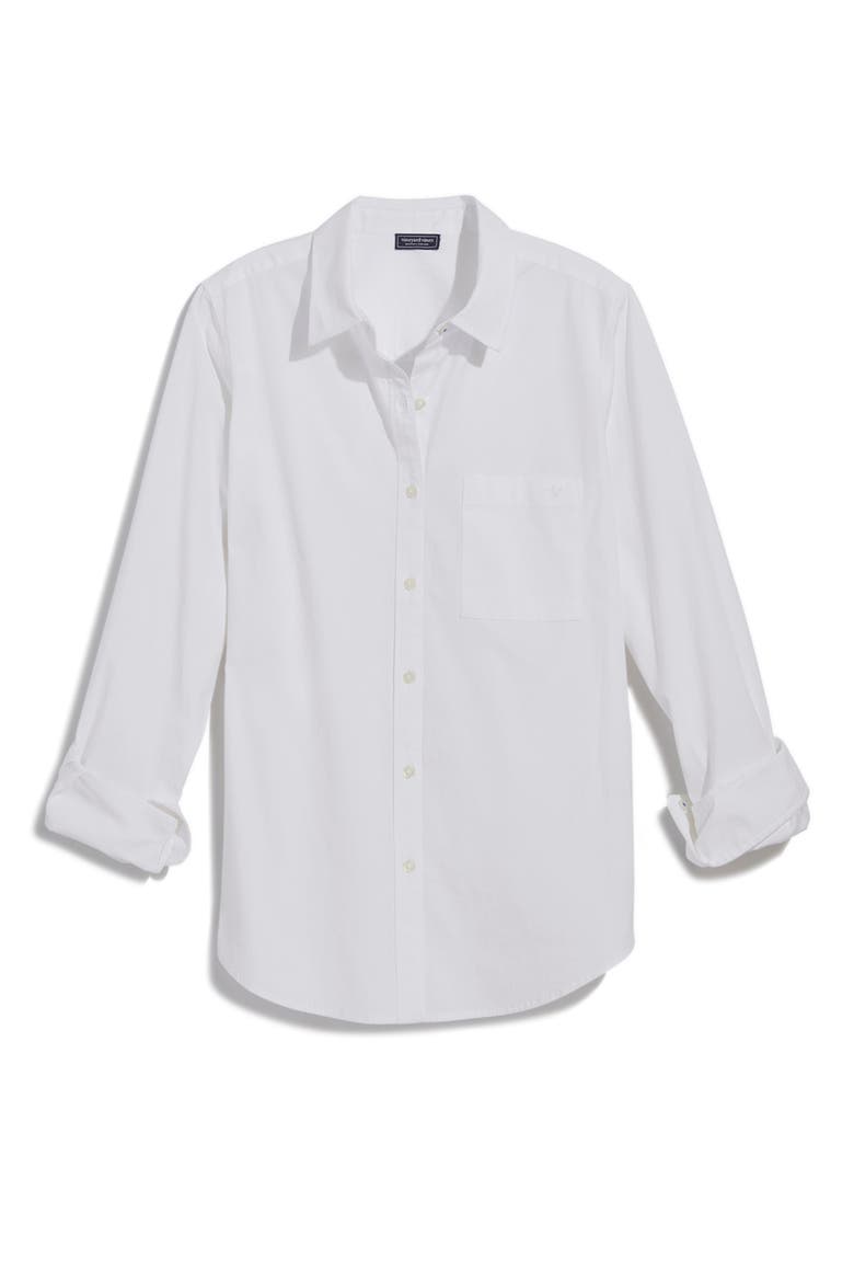 Stretch Cotton Button-Up Shirt, Alternate, color, WHITE CAP