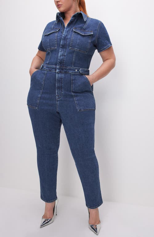 Good American Fit For Success Denim Jumpsuit In Indigo594