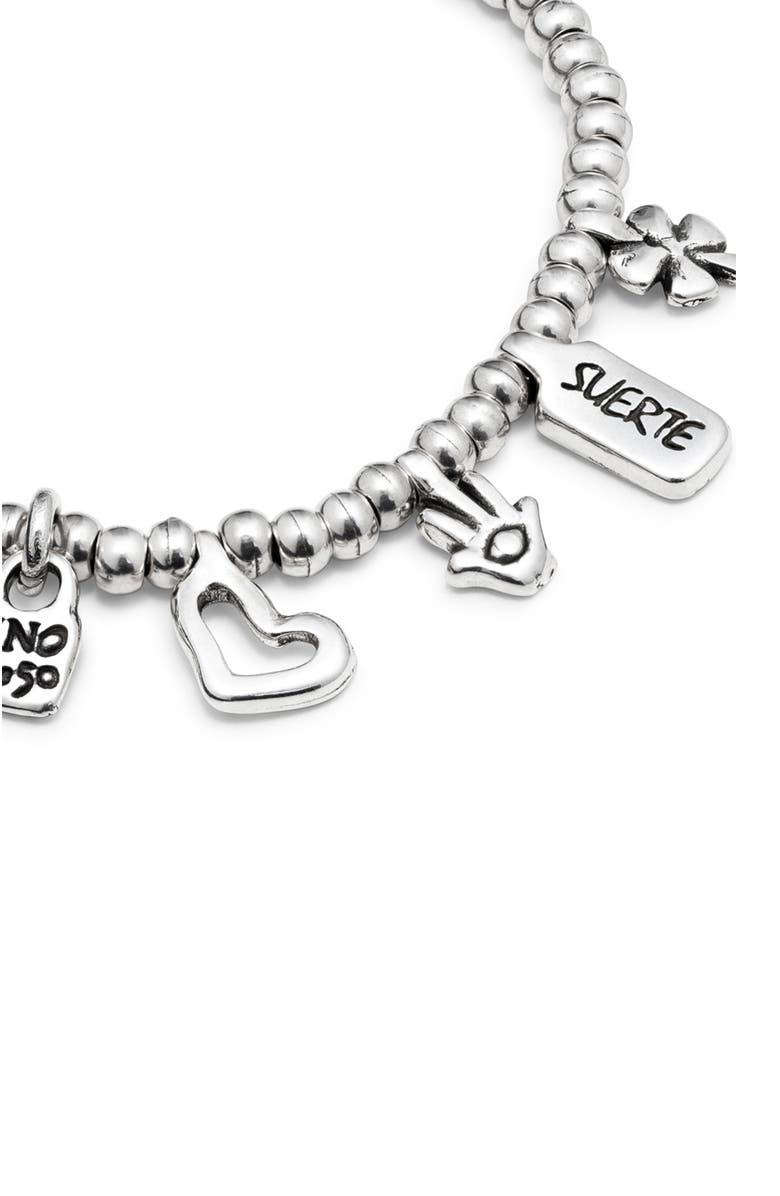 UNODE50 Sterling silver-plated beaded bracelet with charms, Alternate, color, Silver
