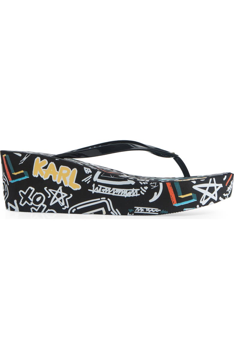 KARL LAGERFELD PARIS Nola Graffiti Platform Flip Flop, Alternate, color, Black Multi
