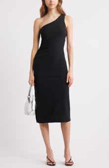 Open Edit One-Shoulder Body-Con Midi Dress