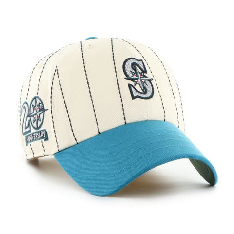 Men's '47 x Rawlings Natural/Teal Seattle Mariners Pinstripe Clean Up Adjustable Hat