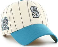 '47 Men's '47 x Rawlings Natural/Teal Seattle Mariners Pinstripe Clean Up Adjustable Hat