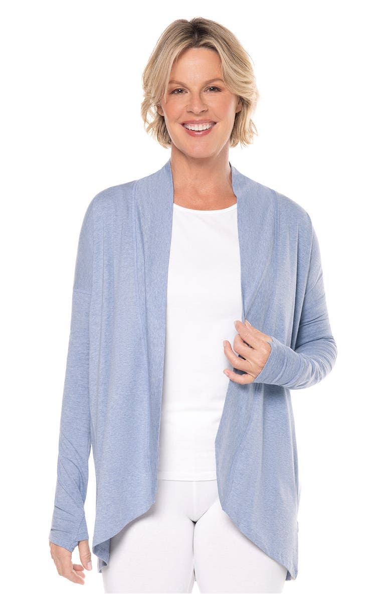 Coolibar Women's Long Sleeve Sun Wrap with Back Slit - UPF 50+ Sun Protection - LumaLeo, Main, color, Blue Heather