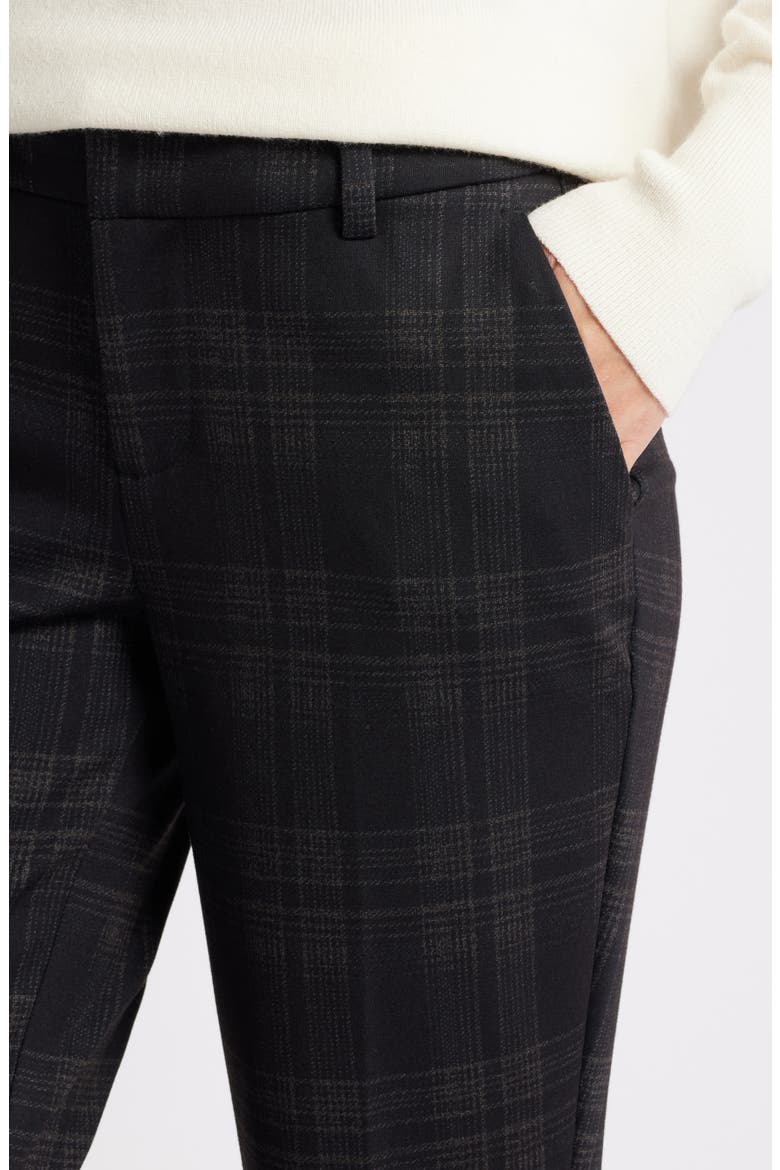 Kelsey Flare Ponte Trousers, Alternate, color, BLACK LATTE GLEN PLAID