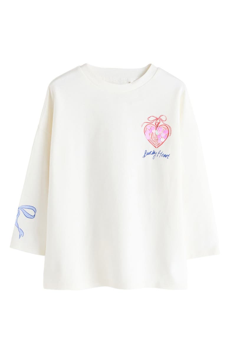 NEXT Kids' Floral Sequin Long Sleeve T-Shirt, Main, color, White