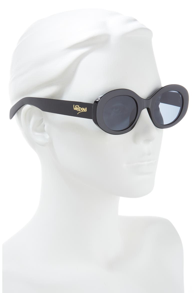 Frame 16 Round Sunglasses, Alternate, color, BLACK