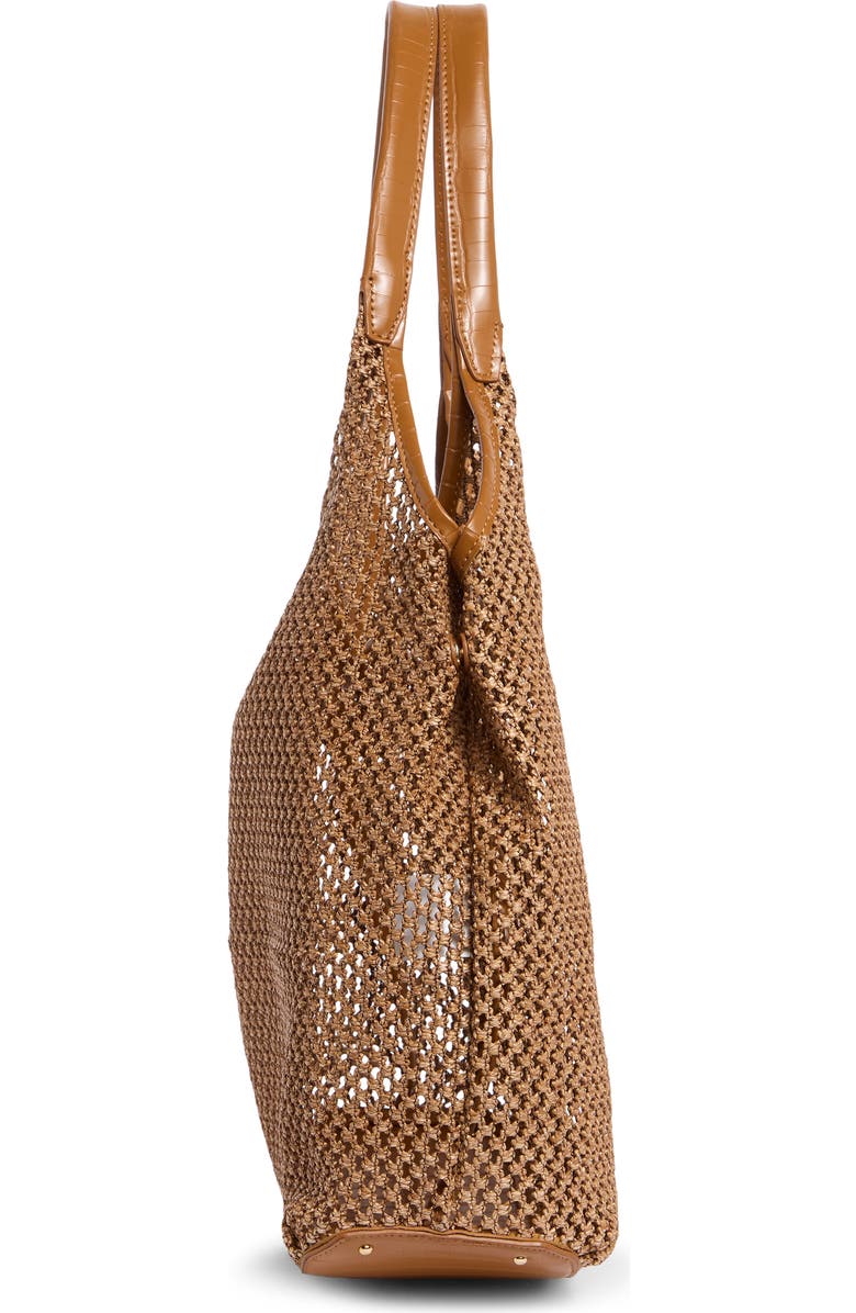 Steve Madden Sabrina Woven Tote with Shoulder Bag, Alternate, color, Ochre Straw