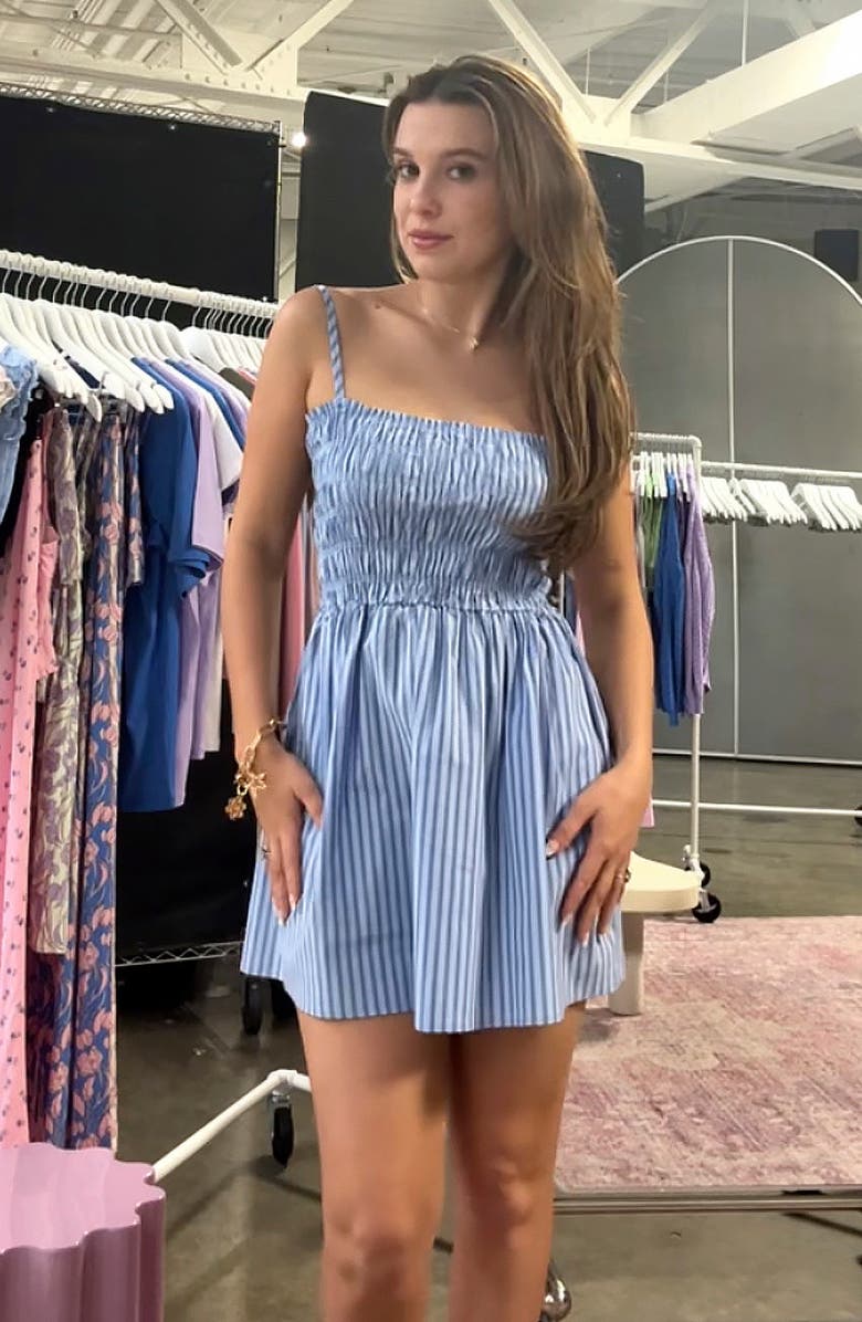 Florence by Mills Stripe Smocked Bodice Cotton Blend Mini Sundress, Alternate, color, Wind C Stripe