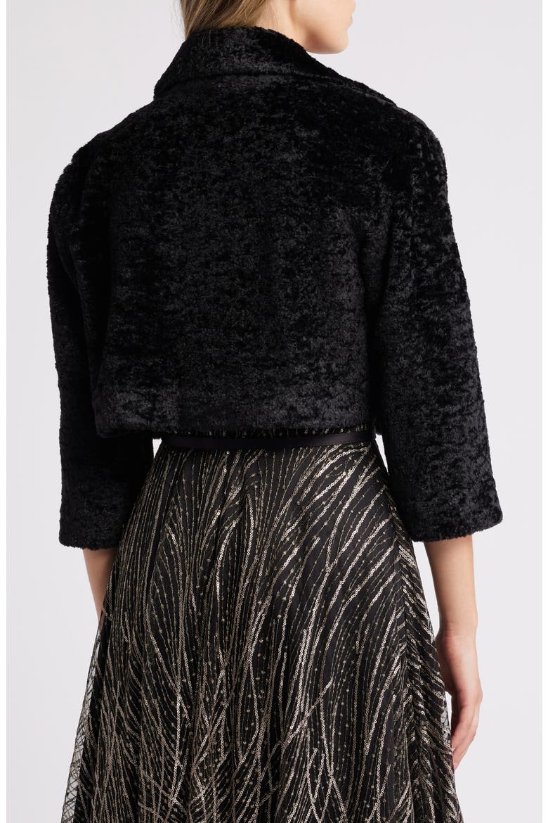 Faux Fur Bolero, Alternate, color, BLACK