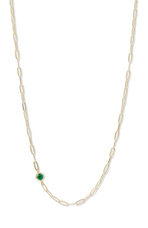 Classique Birthstone Paper Clip Chain Necklace
