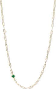 Anzie Classique Birthstone Paper Clip Chain Necklace