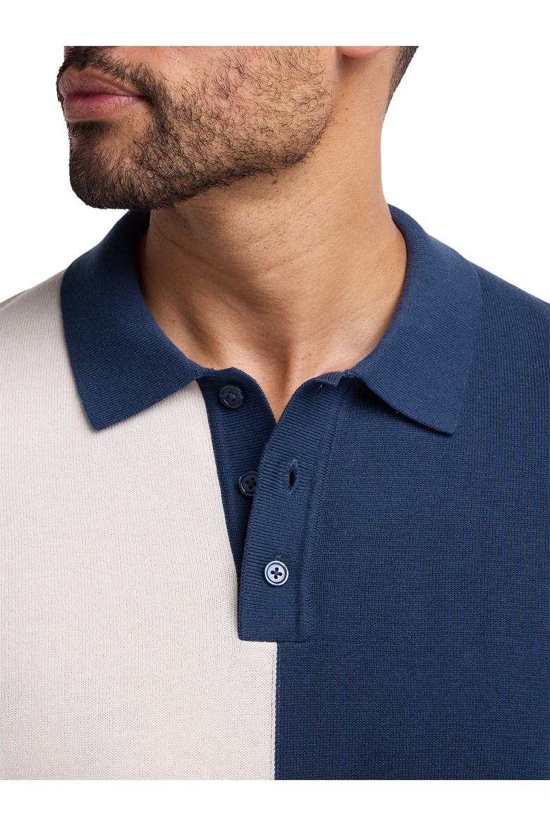 Cotton Three Button Polo, Alternate, color, Blue Multi