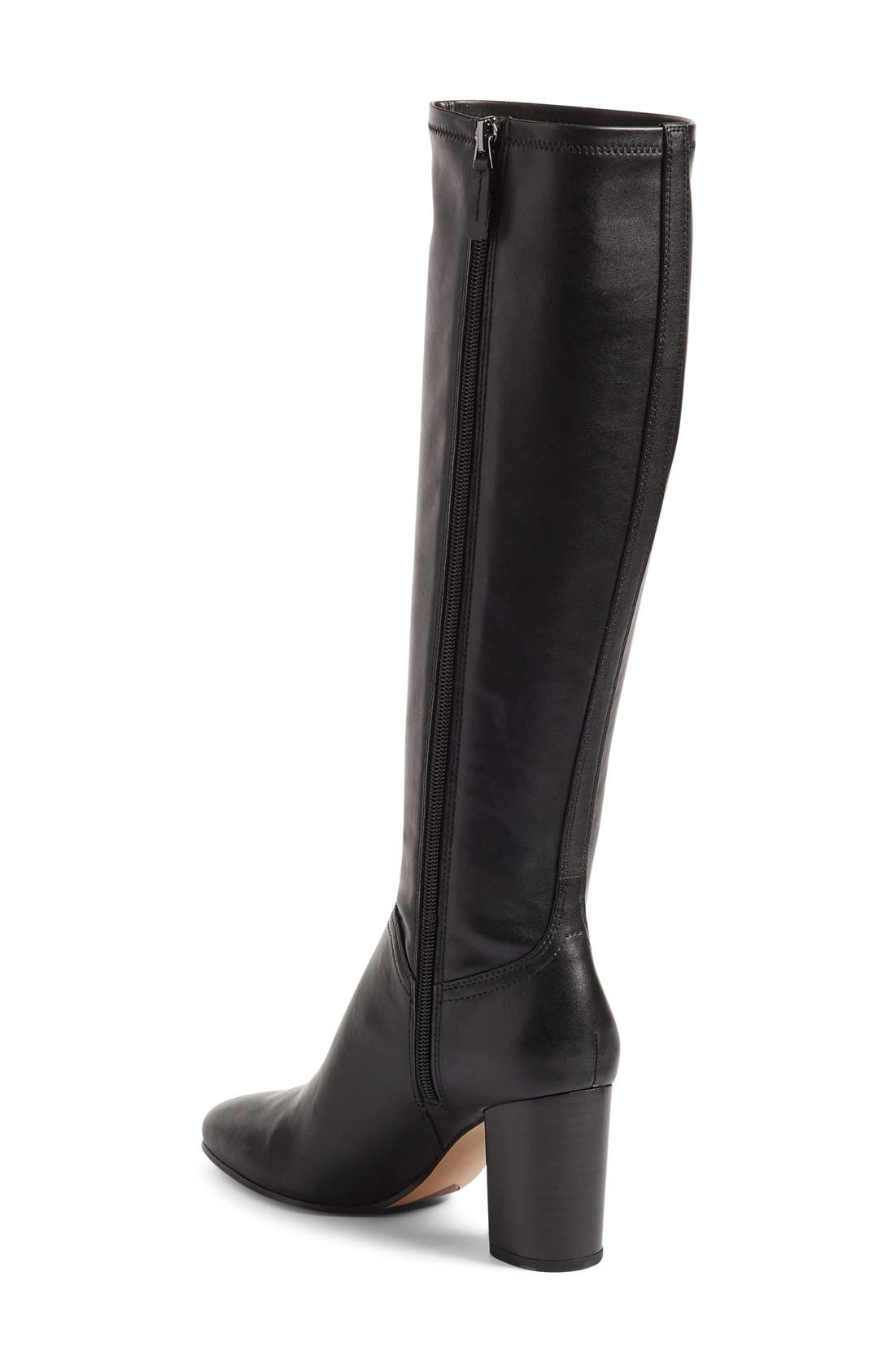 Effie Knee High Boot, Alternate, color, BLACK STRETCH LEATHER