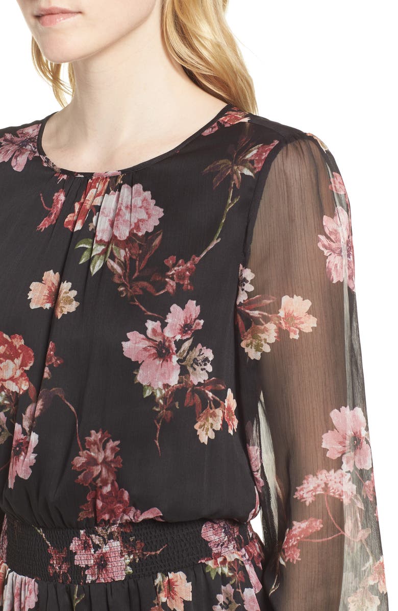 Vince Camuto Garden Fleur Chiffon Blouson Dress, Alternate, color, 