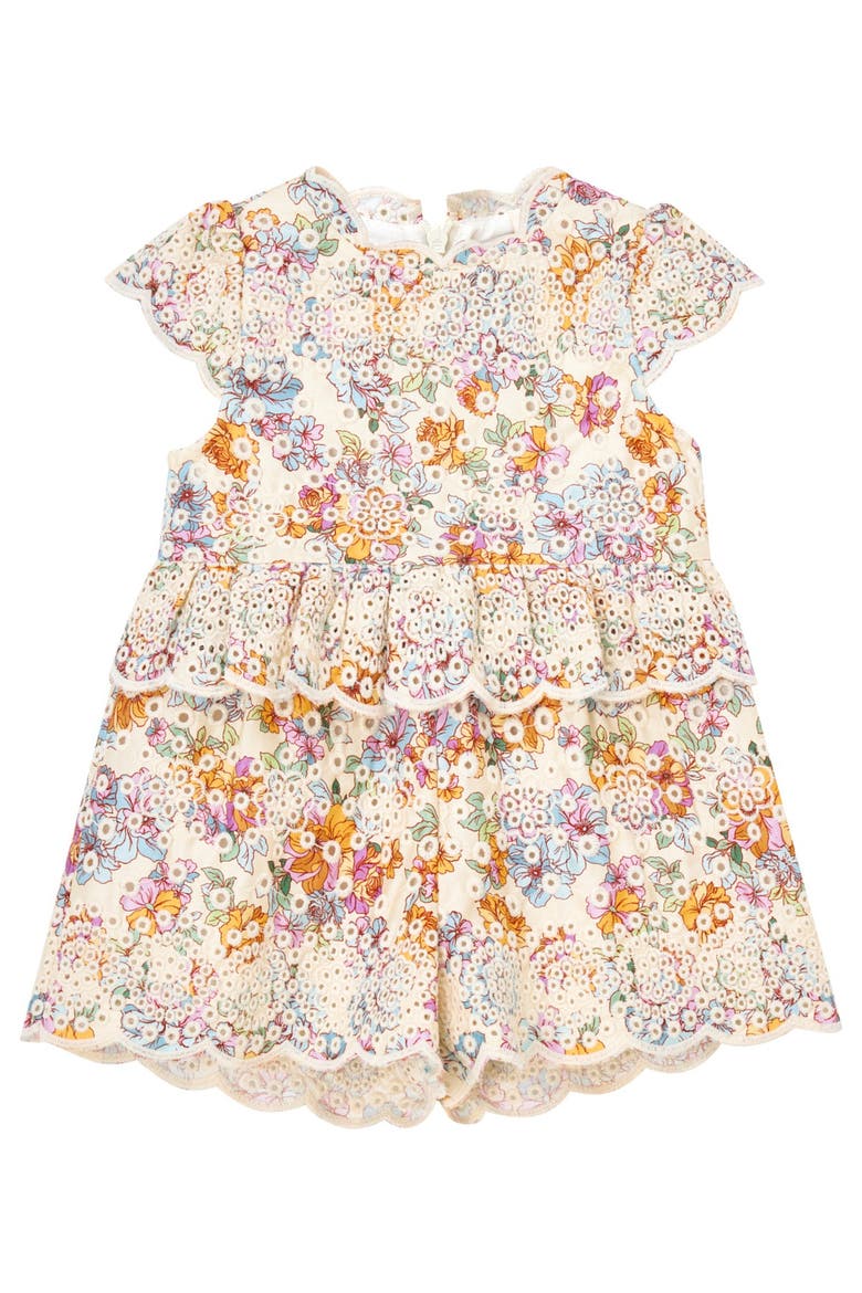 Posie Cotton Embroidered Romper, Main, color, Floral