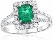 SOUZANA by Suzy Levian 14K Gold 0.75ct Emerald-Cut Emerald & 0.37cttw Diamonds Ring