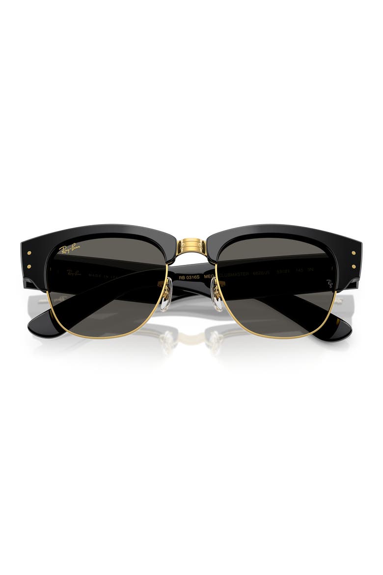 x A$AP Rocky Blacked Out Mega Clubmaster 53mm Square Sunglasses (Limited Edition), Alternate, color, BLACK ON GOLD/ DARK GREY