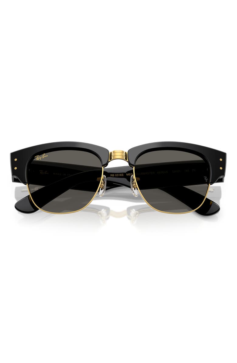Ray-Ban x A$AP Rocky Blacked Out Mega Clubmaster 53mm Square Sunglasses, Alternate, color, Black On Gold/ Dark Grey