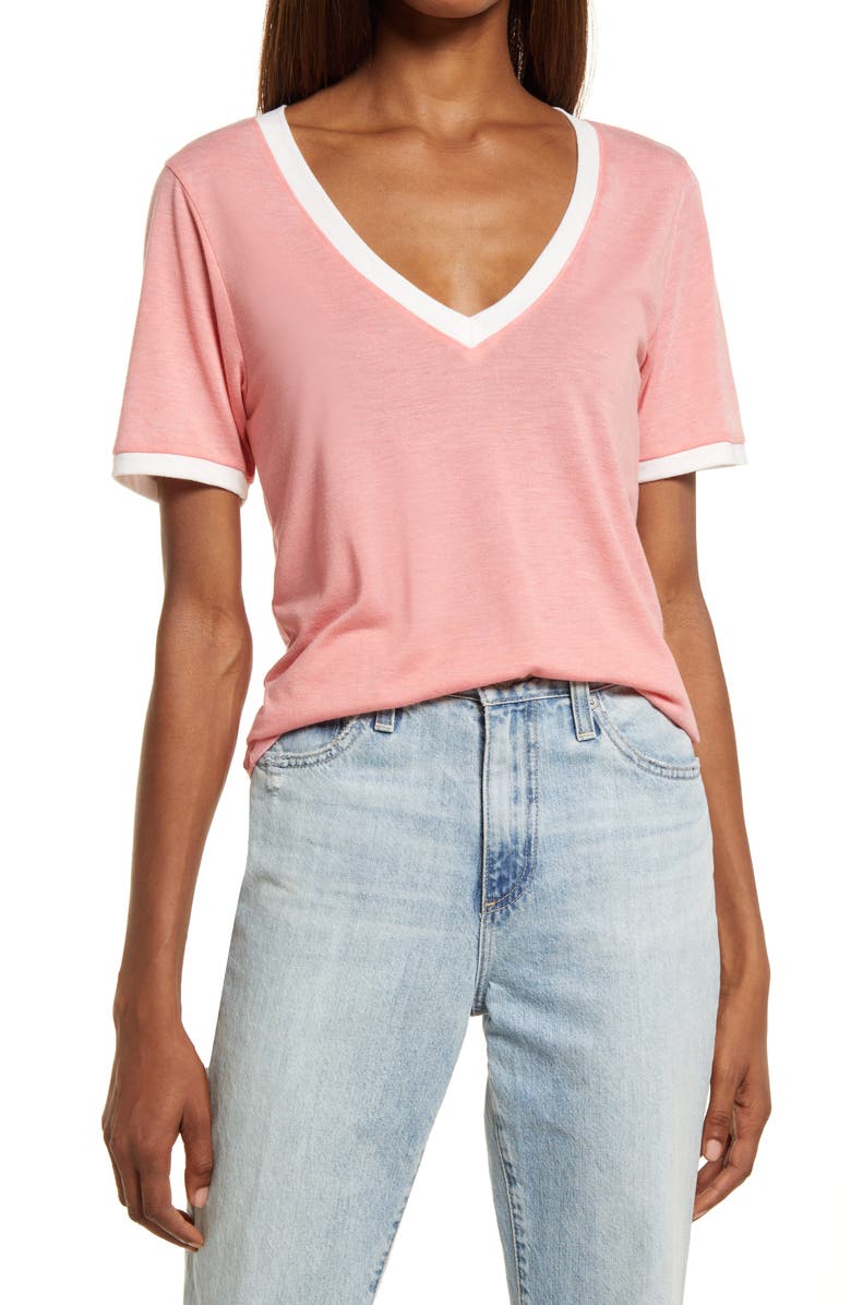 Treasure & Bond Ringer V-Neck T-Shirt, Main, color, 