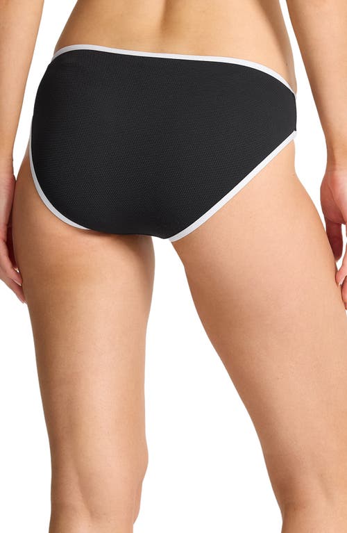 Tommy Bahama Island Cays Cabana Piqué Hipster Upf 50+ Bikini Bottoms In Black