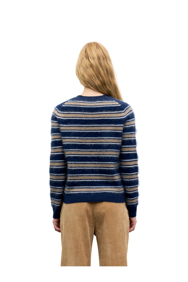 Rima Striped Crew Neck Sweater, Alternate, color, Camel