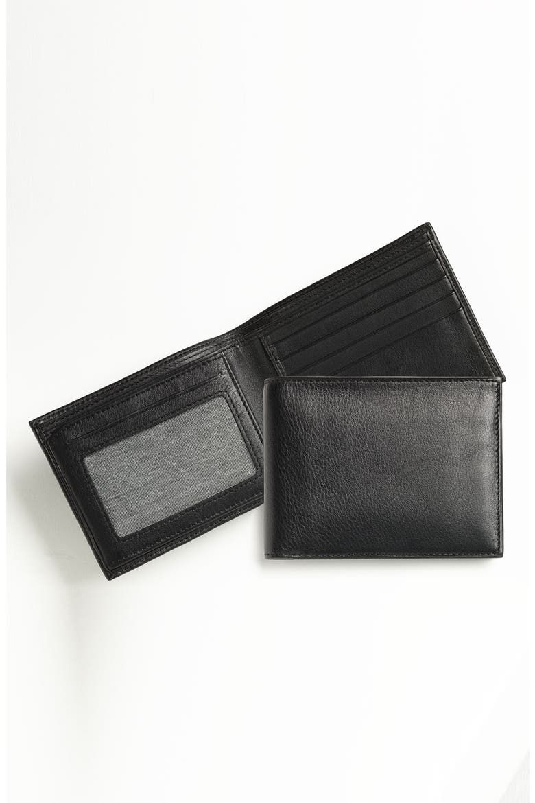 ID Flap Leather Wallet, Main, color, BLACK