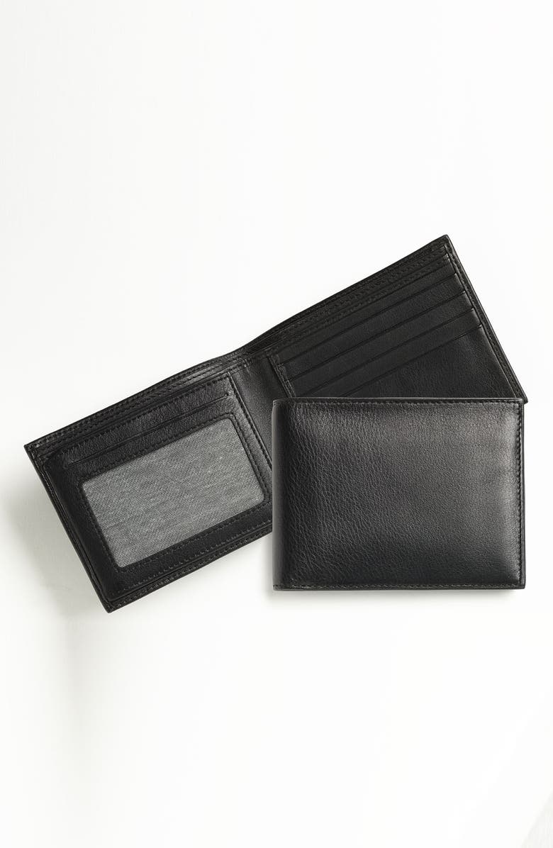 Bosca ID Flap Leather Wallet, Main, color, Black